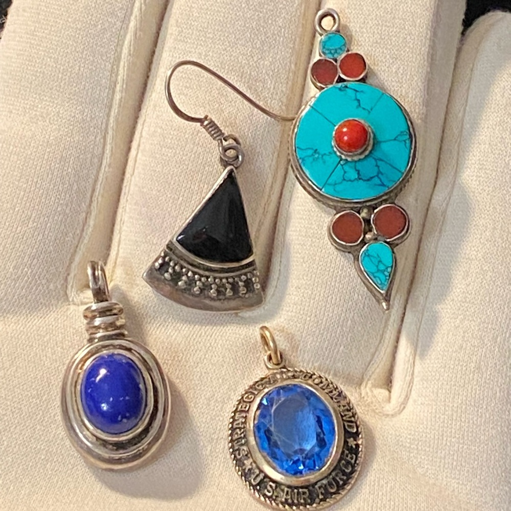 Bundle Sterling Silver Jewelry Rings Earrings Pendants - Picture 7 of 11